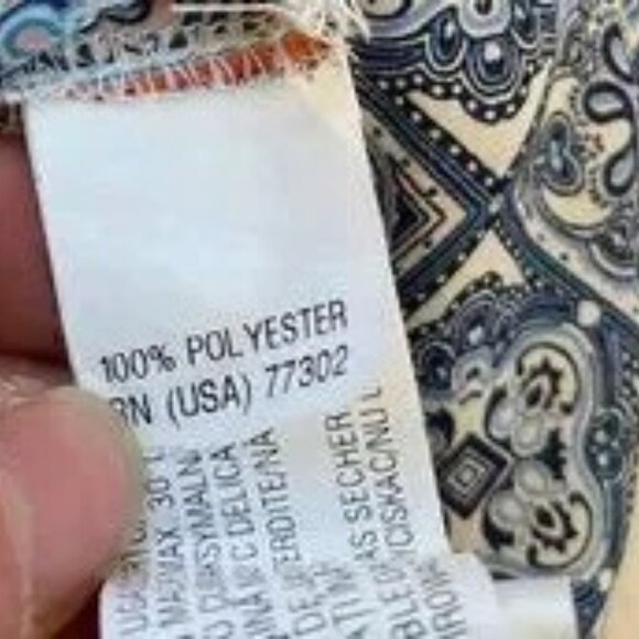 Zara Basic White, Blue, and Orange Flowy V-Neck Tunic - Picture 7 of 8